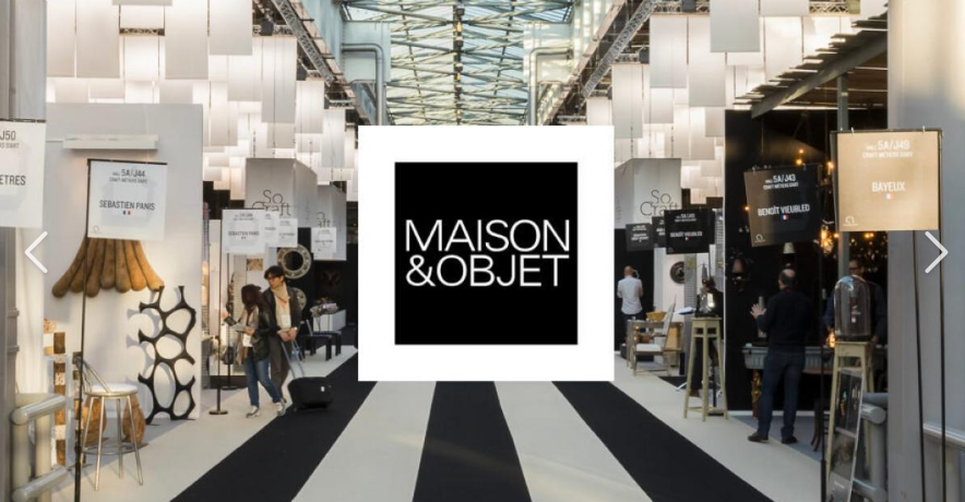 Maison & Objet show room and logo on top in balck and white