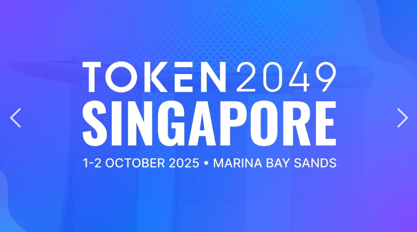 Token2049 Singapore sign blue and white