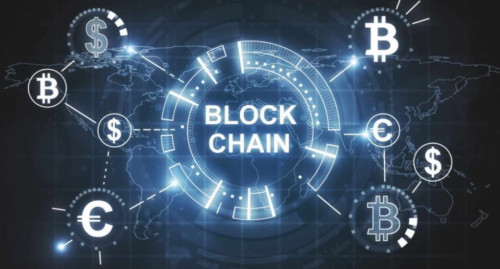 The Blockchain Mini Series - Part 3 Bloclchain logo with connecting different currency logos