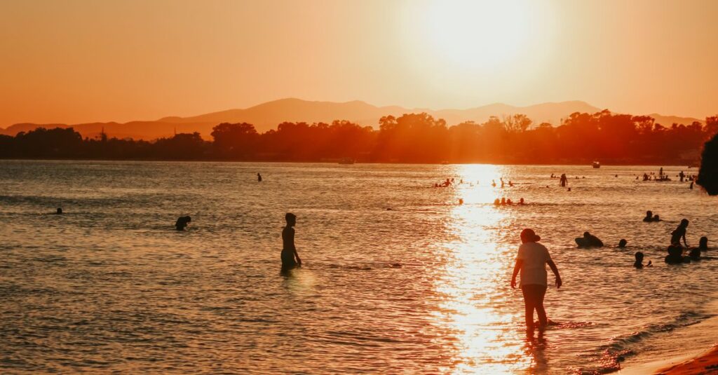 The Policy Nobody Reads (Until They Desperately Need It) People silhouetted against a vibrant sunset on a peaceful beach shore, capturing the essence of summer.