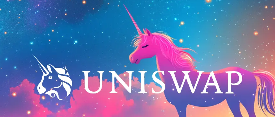 Uniswap Just Let Regulated Assets On-Chain Pink Unicorn Uniswap Logo on galaxy background