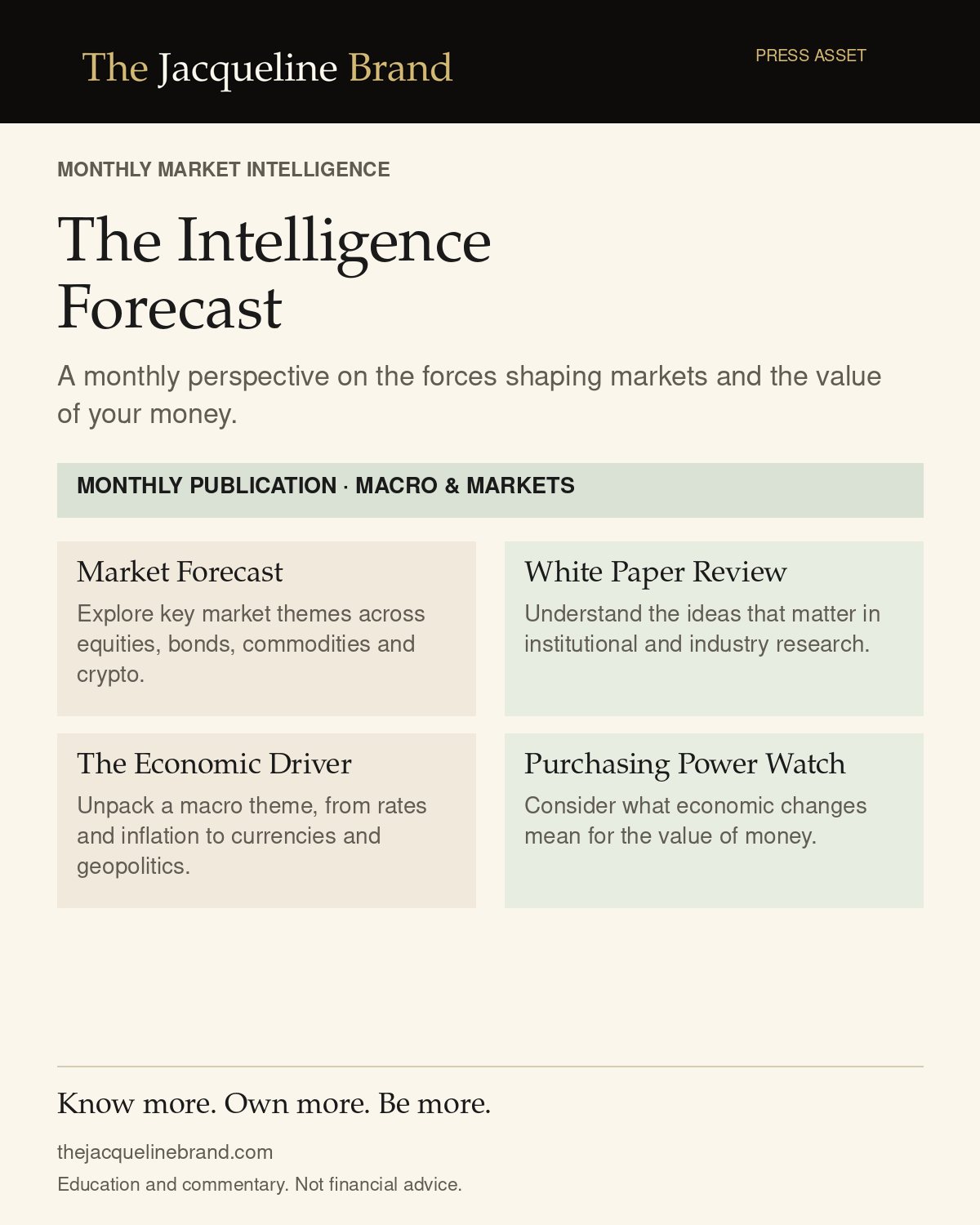 The Jacqueline Brand: Press Pack The Intelligence Forecast infographic